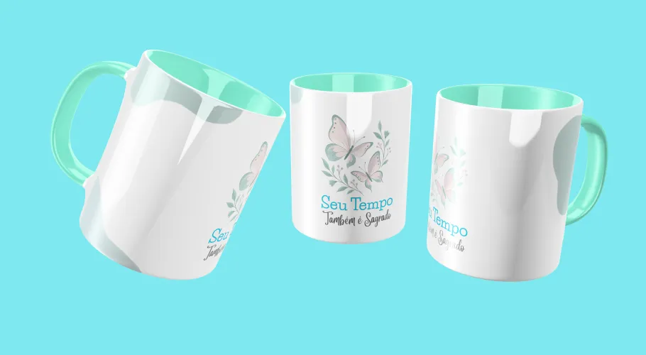 Caneca feminina com frase delicada, mensagens motivacionais