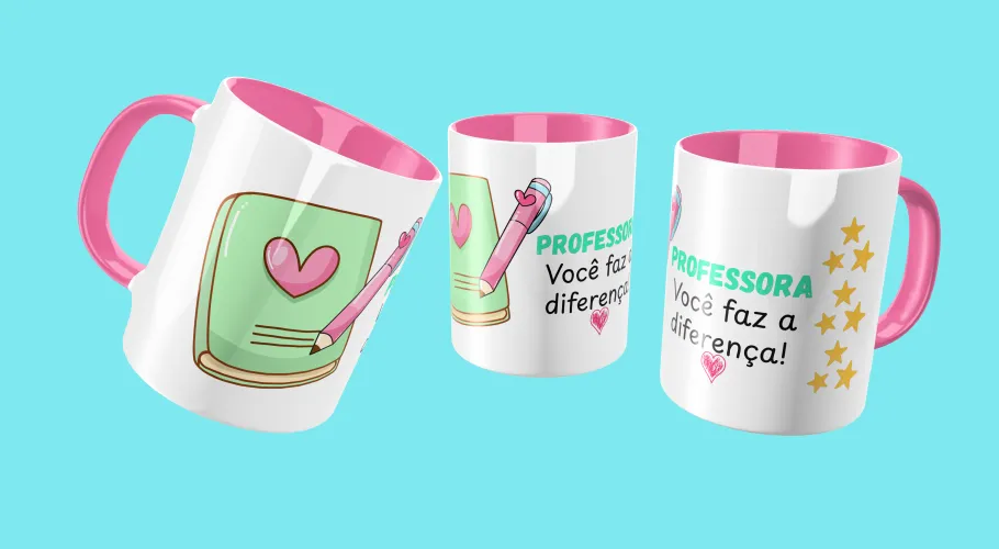 Kit digital com 10 artes para canecas de Professora e Professor