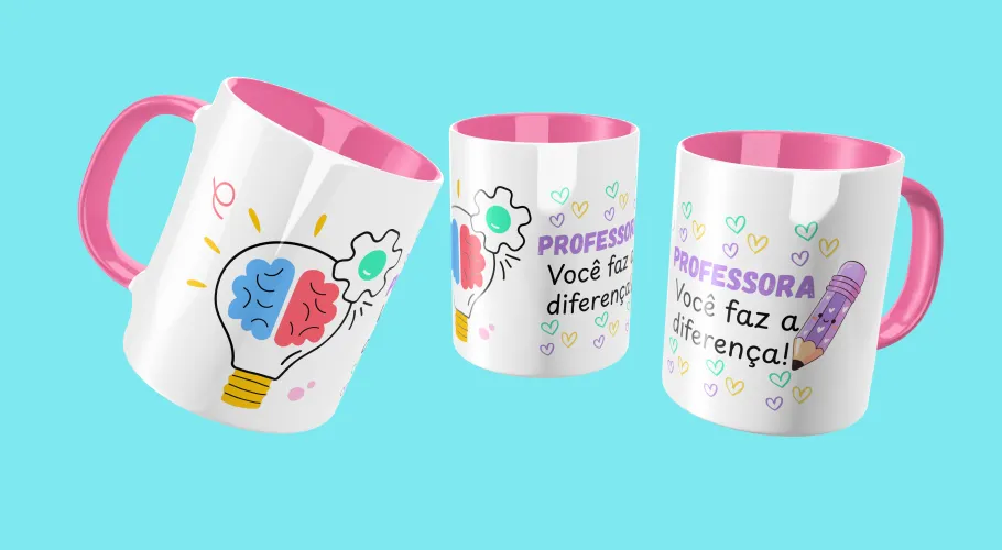 Kit digital com 10 artes para canecas de Professora e Professor