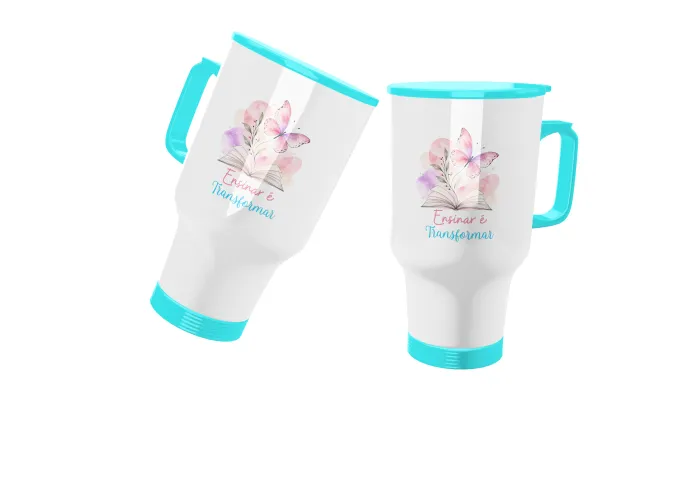 Caneca com um delicado floral feminino na frente elegante e delicada, destacando a leveza e o charme das flores em um visual moderno e alegre.