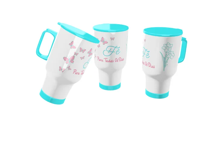 Caneca com um delicado floral feminino na frente elegante e delicada, destacando a leveza e o charme das flores em um visual moderno e alegre.