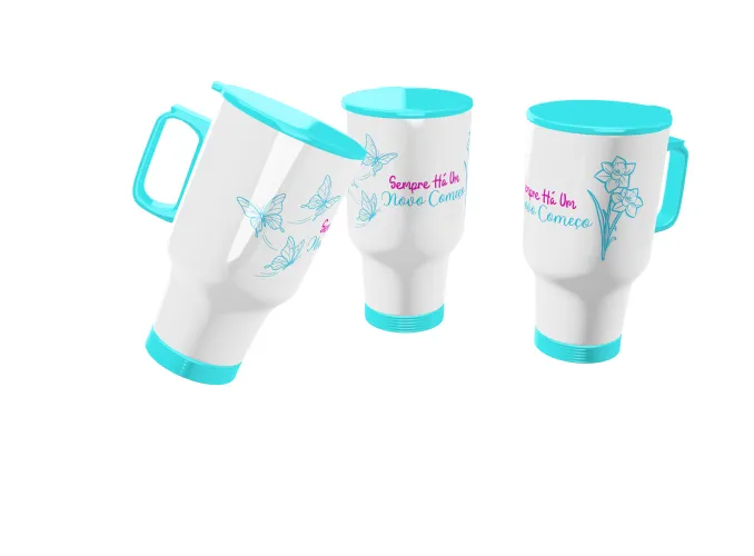 Caneca com um delicado floral feminino na frente elegante e delicada, destacando a leveza e o charme das flores em um visual moderno e alegre.