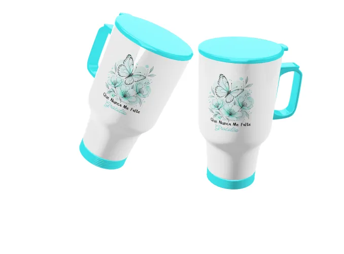 Caneca com um delicado floral feminino na frente elegante e delicada, destacando a leveza e o charme das flores em um visual moderno e alegre.
