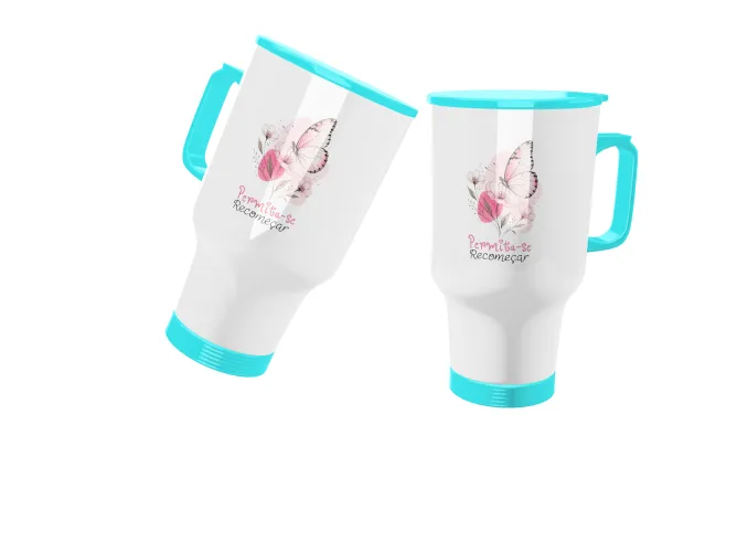 Caneca com um delicado floral feminino na frente elegante e delicada, destacando a leveza e o charme das flores em um visual moderno e alegre.