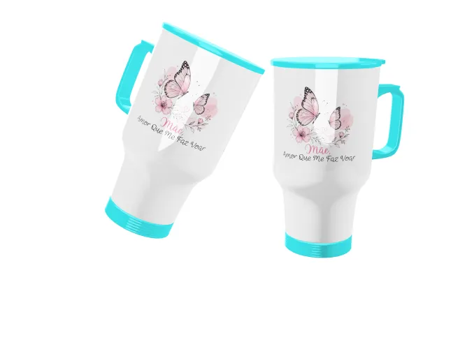 Caneca com um delicado floral feminino na frente elegante e delicada, destacando a leveza e o charme das flores em um visual moderno e alegre.