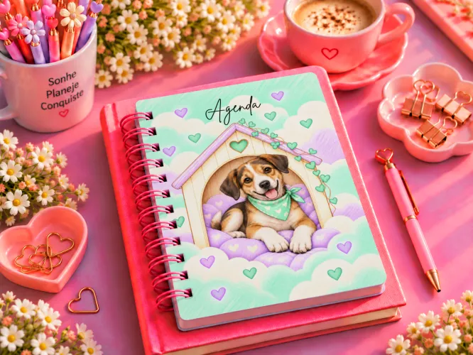 Agenda 2027 com cachorrinho fofo tricolor em casinha
Agenda 2027 com cachorrinho Chihuahua fofo em casinha