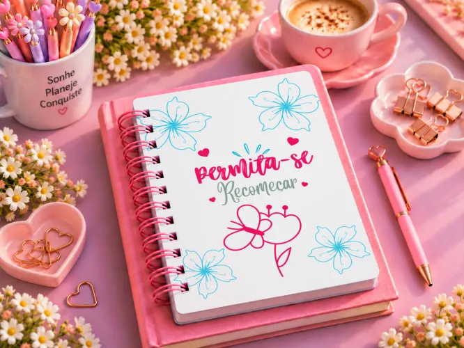 Kit com 8 agendas digitais femininas A5 em PDF para imprimir, com capas delicadas de borboletas, flores, laços e frases inspiradoras.