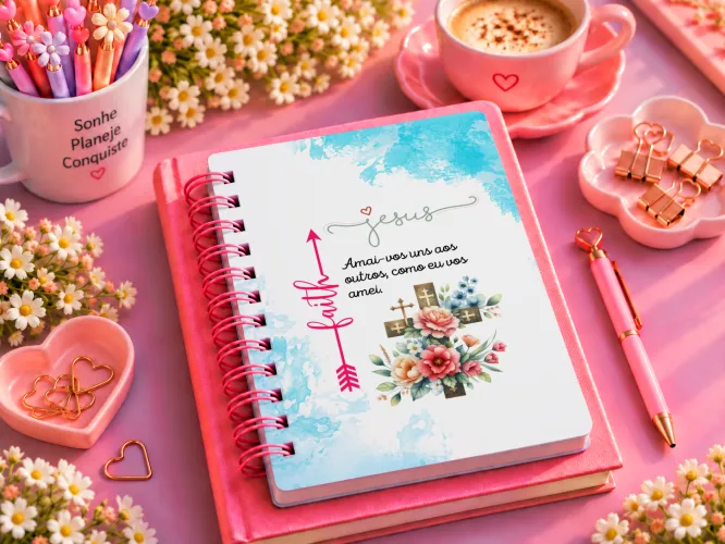 Kit com 8 agendas femininas A5 em PDF para imprimir. Cada agenda possui 3 páginas, arquivos em alta resolução e prontos para impressão.