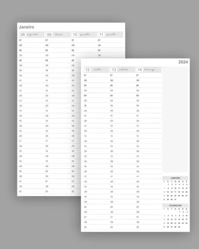 Kit Agendamento Semanal 2024 tamanho 18×27 até 22h – Psicólogos e Terapeutas (Bicho Papel)