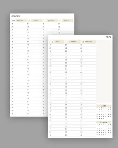 Kit Agendamento Semanal 2024 tamanho 18×27 até 22h – Psicólogos e Terapeutas (Bicho Papel)