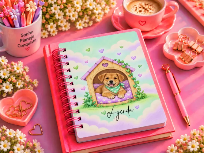 Kit 5 Agendas 2027 Amor em Patinhas com cachorrinhos fofos em PDF A5