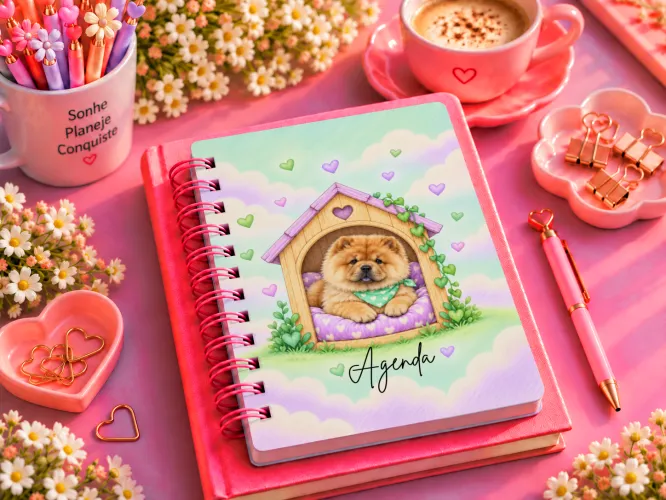 Kit 5 Agendas 2027 Amor em Patinhas com cachorrinhos fofos em PDF A5