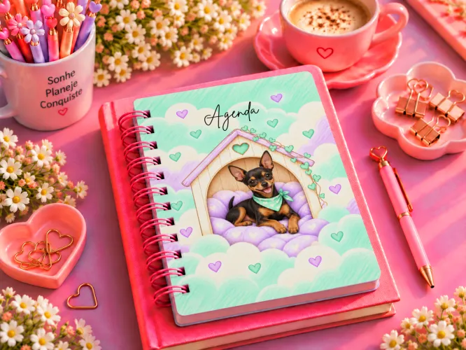 Kit 5 Agendas 2027 Amor em Patinhas com cachorrinhos fofos em PDF A5