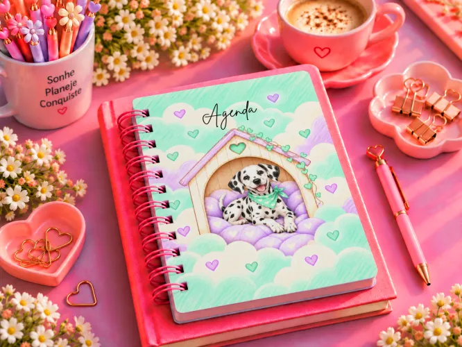 Kit 5 Agendas 2027 Amor em Patinhas com cachorrinhos fofos em PDF A5