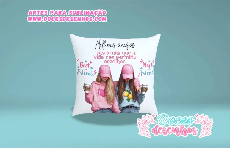 Kit Arte Digital Amizade para Almofadas Personalizadas