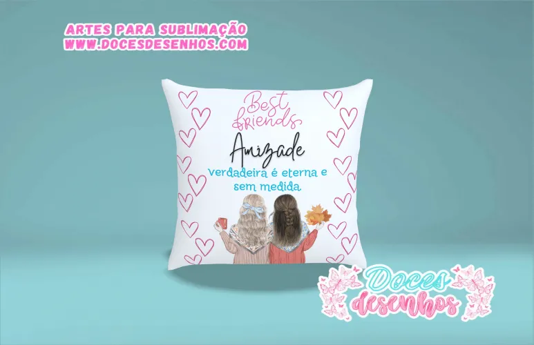 Kit Arte Digital Amizade para Almofadas Personalizadas