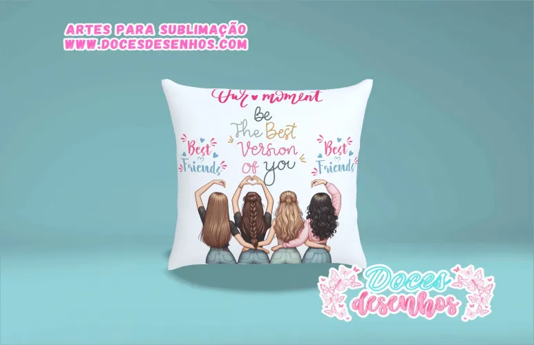 Kit Arte Digital Amizade para Almofadas Personalizadas