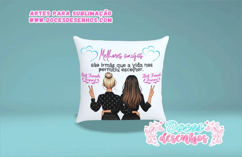 Kit Arte Digital Amizade para Almofadas Personalizadas