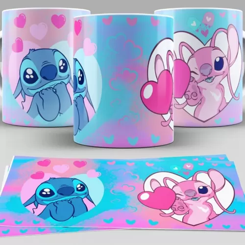 Kit Artes Canecas – Stitch e Angel
