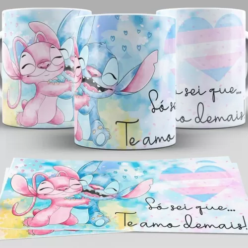 Kit Artes Canecas – Stitch e Angel