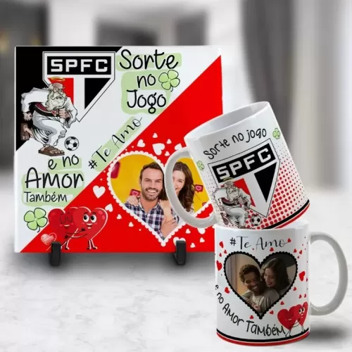 Kit Artes para Canecas + Azulejos – Namorado(A) Sortudo(A) Times – Com Foto 2023 Sublimação