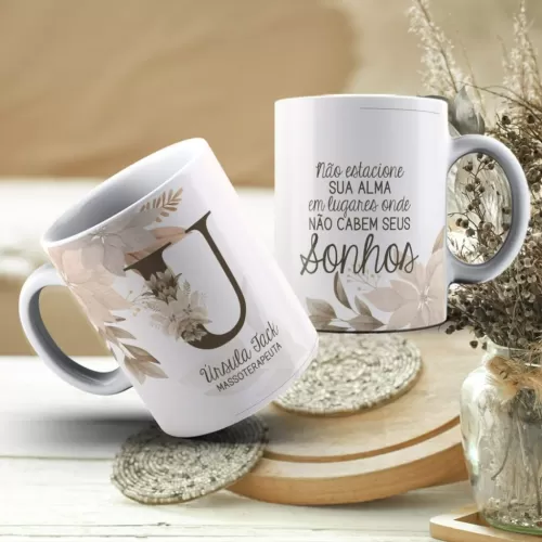 Kit Canecas Alfabeto Marrom (Personalize)
