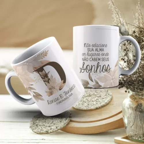 Kit Canecas Alfabeto Marrom (Personalize)