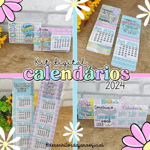 Kit Digital Calendários Coloridos 2024 – Desenhitos da Jana