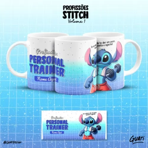 Kit Digital  Canecas – Stitch Profissões Vol. 1 Editável – Lab51