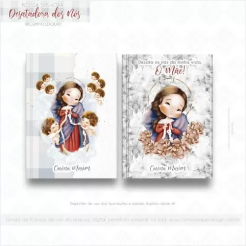Kit Digital – Ilustrações Nossa Senhora Desatadora dos Nós (Santinhos) – Carinas Paper