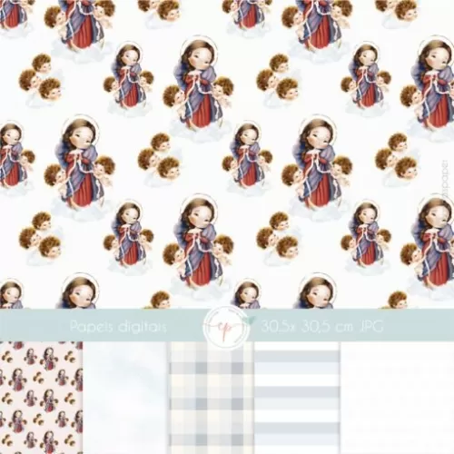 Kit Digital – Ilustrações Nossa Senhora Desatadora dos Nós (Santinhos) – Carinas Paper