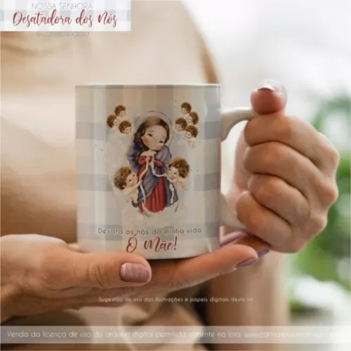 Kit Digital – Ilustrações Nossa Senhora Desatadora dos Nós (Santinhos) – Carinas Paper