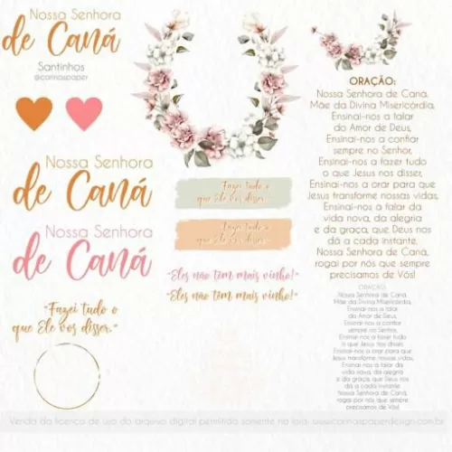Kit Digital – Ilustrações Nossa Senhora de Caná (Santinhos) – Carina’s Paper