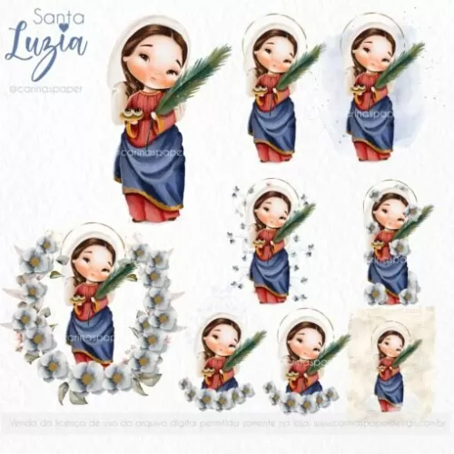 Kit Digital – Ilustrações Santa Luzia (Santinhos) – Carina’s Paper