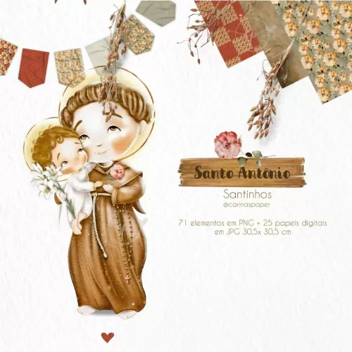 Kit Digital Santo Antônio – Santinhos – CARINAS PAPER