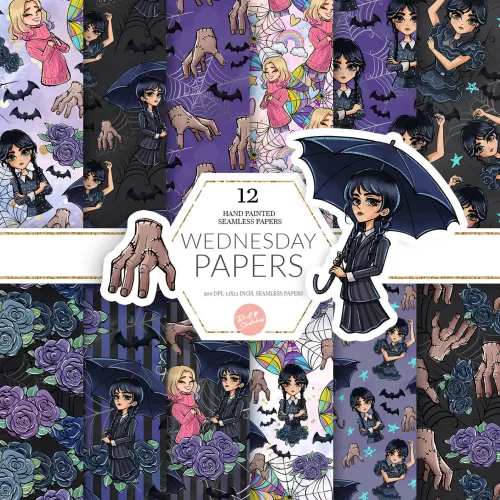 Kit Digital Wandinha Addams – Papéis | Elementos