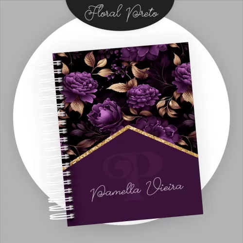 Kit Encadernação – Floral Preto 2024 – Pamella Vieira