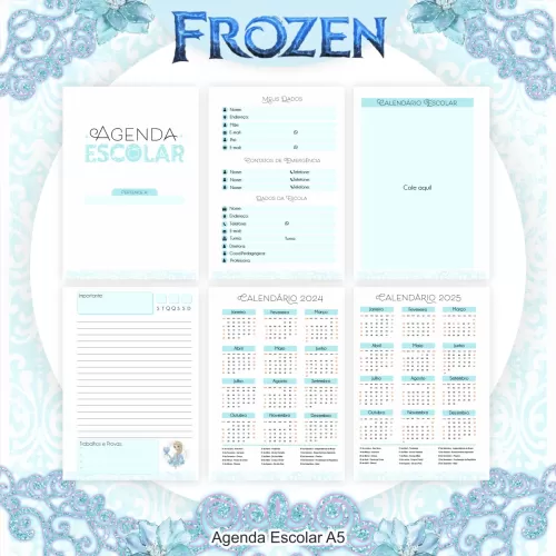 Kit Escolar 2024 Saúde – Encadernação – Frozen – Pamella Vieira
