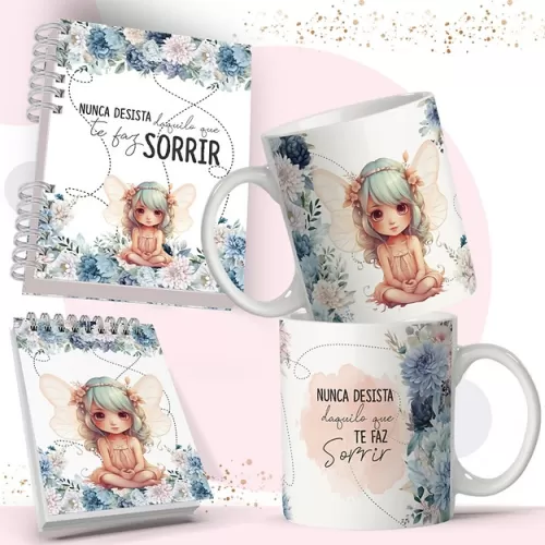 Kit Fadas Aparecida para Agenda | Caneca | Bloquinhos