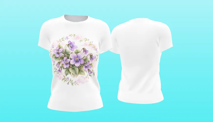 Kit Flor de Fevereiro 2027 com violeta em PNG para personalizados, arte para caneca e agenda A5 em PDF. Arquivos digitais prontos para uso.