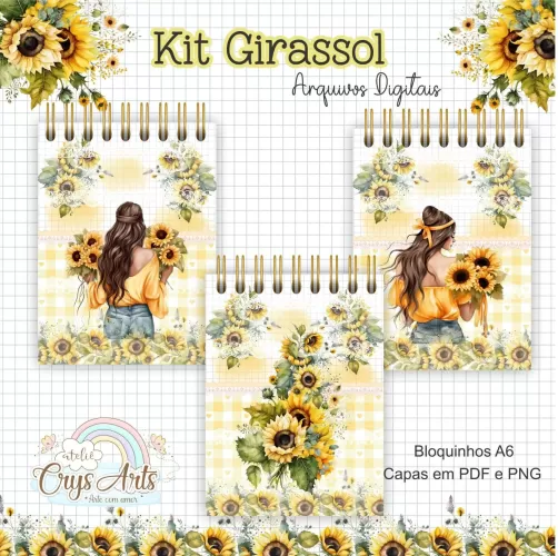Kit Girassol – Encadernação – Ateliê Da Crys