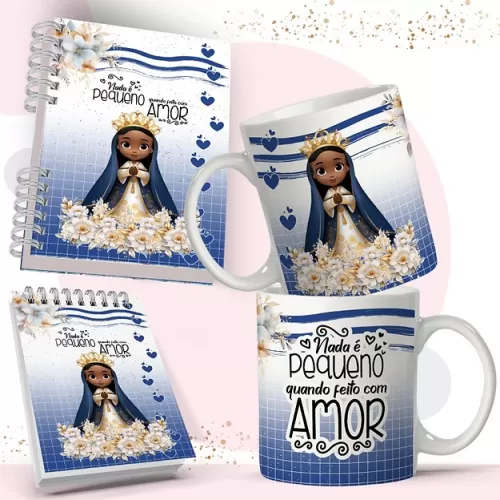 Kit Nossa Senhora Aparecida para Agenda 2024 - Caneca - Bloquinhos