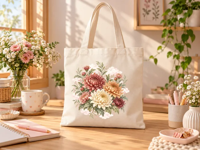Kit Novembro 2027 com artes de crisântemo em PNG, agenda A5 em PDF e mockups para divulgação. Ideal para sublimação e personalizados.