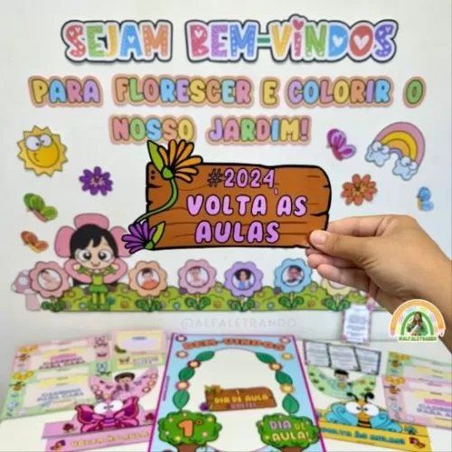Kit Painel Boas-Vindas – Jardim Encantado (Alfaletrando)