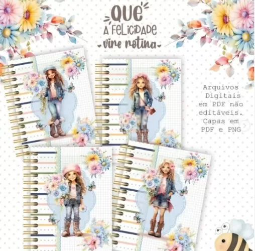 Kit Planner Teen – Encadernação – Ateliê Da Crys