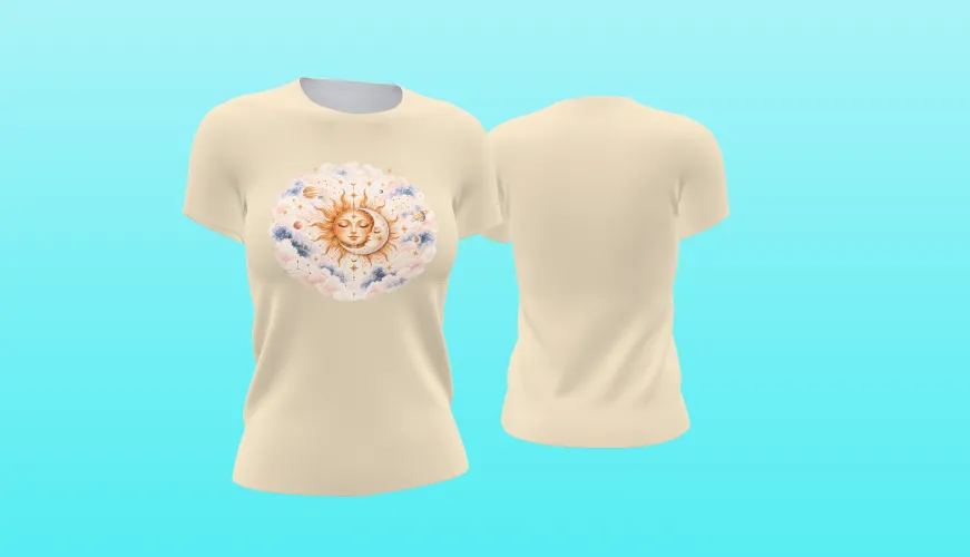 Kit Sol e Lua Celestial com artes PNG para personalizados e agenda PDF A5 14,8 x 21 cm. Ideal para caneca, ecobag, camiseta e almofada.