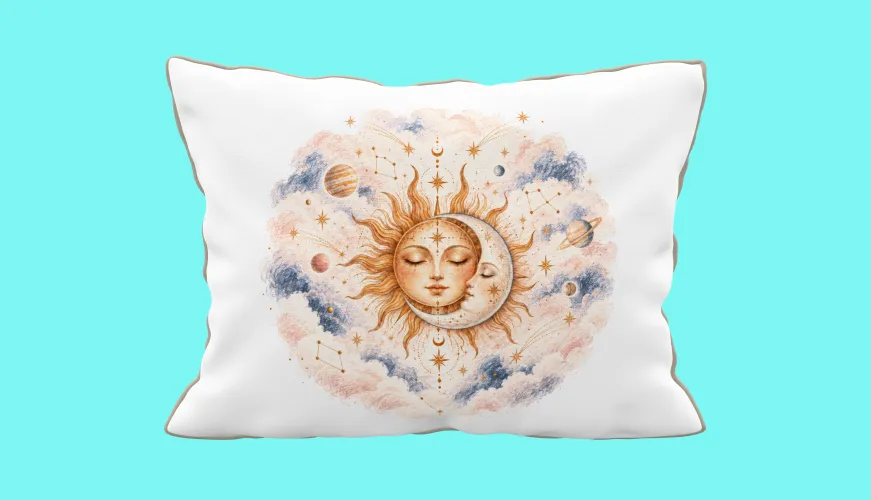 Kit Sol e Lua Celestial com artes PNG para personalizados e agenda PDF A5 14,8 x 21 cm. Ideal para caneca, ecobag, camiseta e almofada.