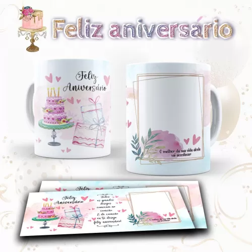 Kit arte pronta Estampas para canecas ARTES ANIVERSÁRIO – Lydiane