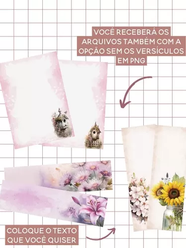 Kit digital papéis de carta e marcadores de página- Versículos bíblicos – AMORA KRAFT
