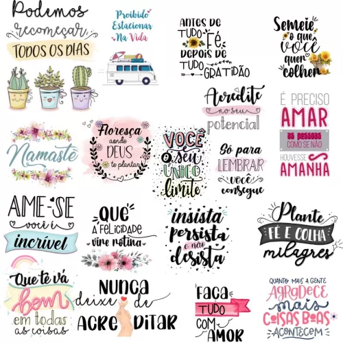 Lettering – Frases em Png para diversos itens – Combo